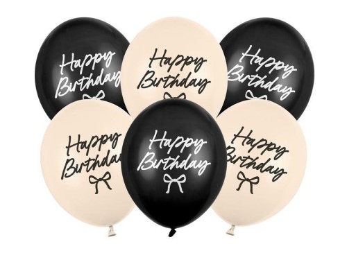 Balony Strong Happy Birthday Kokardki 30cm 6szt
