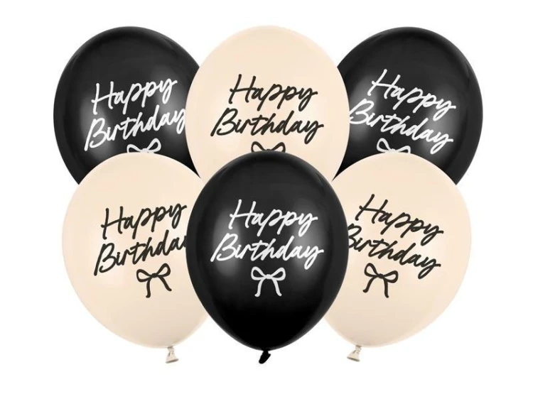 Balony Strong Happy Birthday Kokardki 30cm 6szt