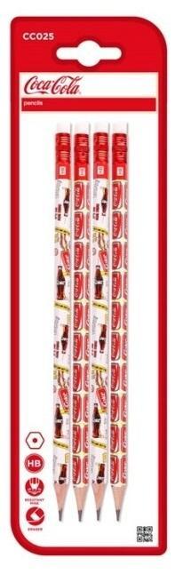 Ołówek HB z gumką Coca-Cola 4szt, MP Main Paper