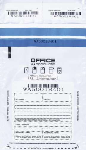 Koperta bezpieczna biała 150x220mm 50szt, Office