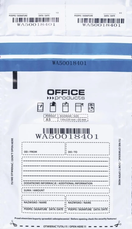 Koperta bezpieczna biała 150x220mm 50szt, Office