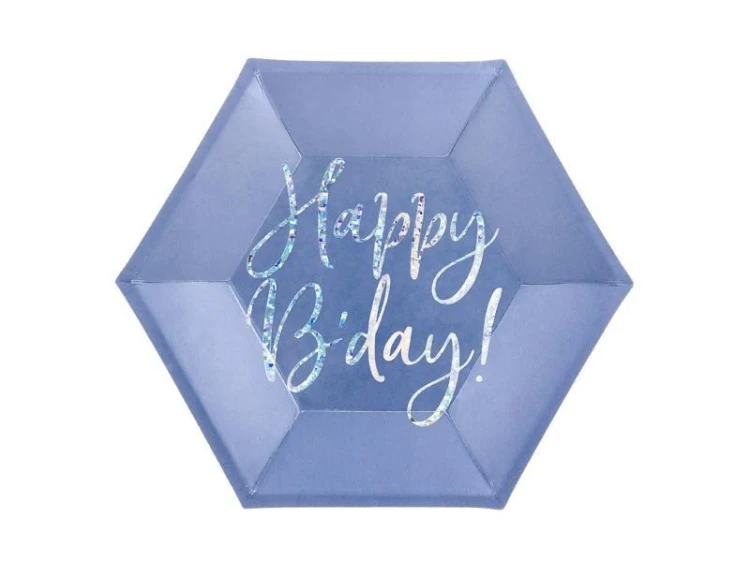 Talerzyki Happy B'day! granatowy 20cm 6szt