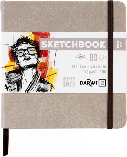 Szkicownik 14x14cm 140g szarobrązowy, Darwi