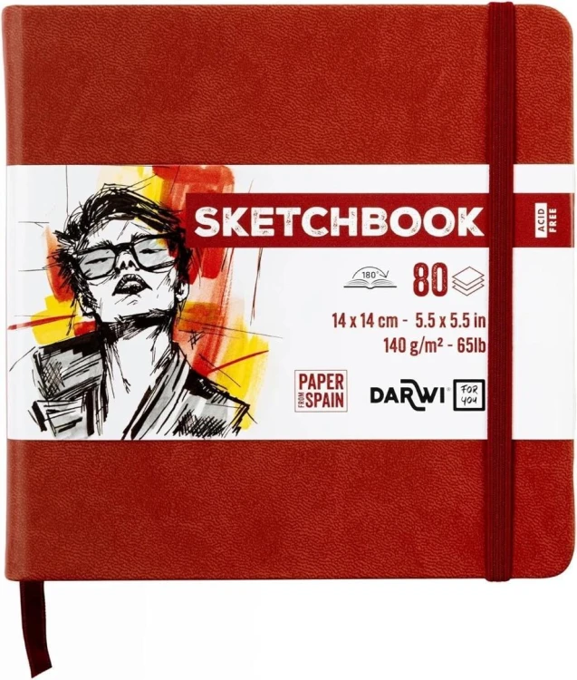 Szkicownik 14x14cm 140g terakotowy, Darwi