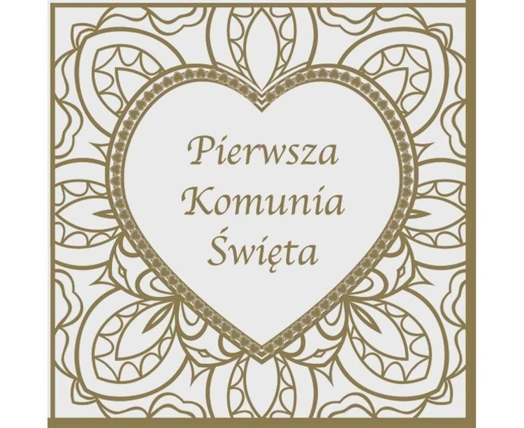 Serwetki Komunia serce złote 33x33cm 20szt