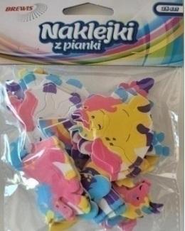 Naklejki z pianki jednorożec 28szt, Brewis