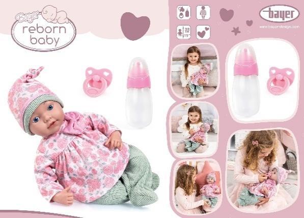 Lalka Reborn Baby Doll 38cm, Bayer Design