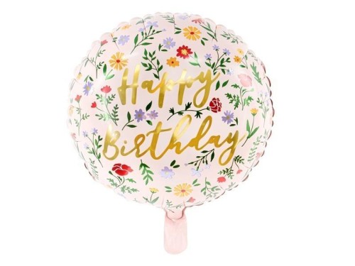 Balon foliowy Happy Birthday jasny różowy 45cm
