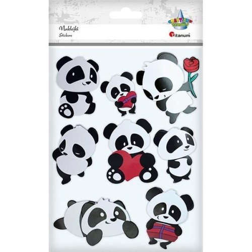 Naklejki papierowe 3D misie panda 8szt, Titanum