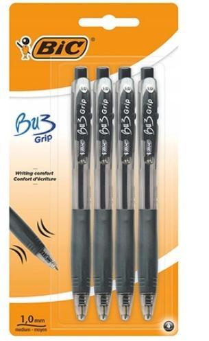 Długopis Grip 1,0mm czarny 4szt BIC, BIC