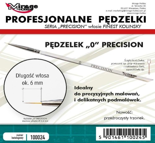 Pędzelek Precision Kolinsky 0, Mirage Hobby