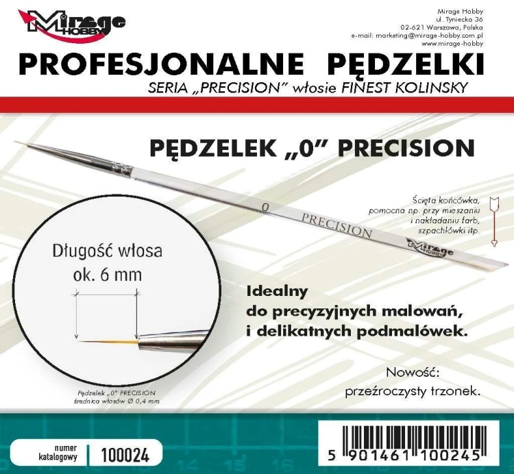 Pędzelek Precision Kolinsky 0, Mirage Hobby
