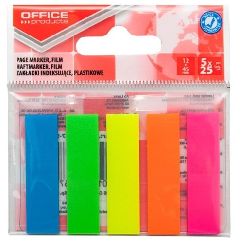 Zakładki indeksujące PP 12x45mm 5x25K, Office