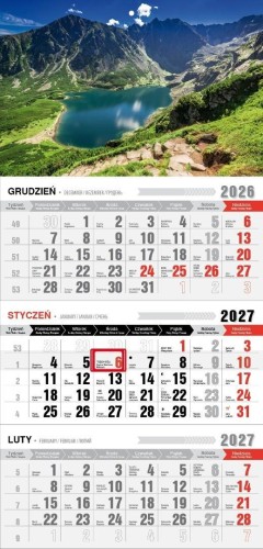 Kalendarz 2027 trójdzielny ekonomiczny Tatry