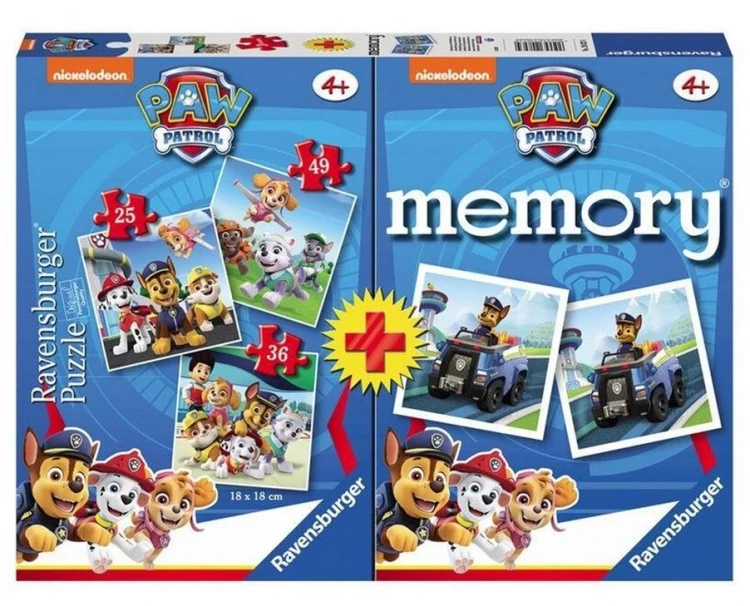 Puzzle 2D 3w1 + memory Psi Patrol, Ravensburger