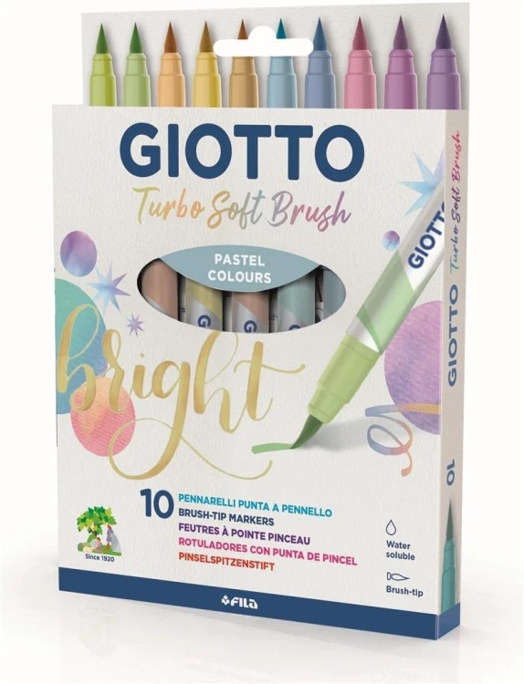 Pisaki Turbo Soft Brush pastel 10 kolorów, Giotto
