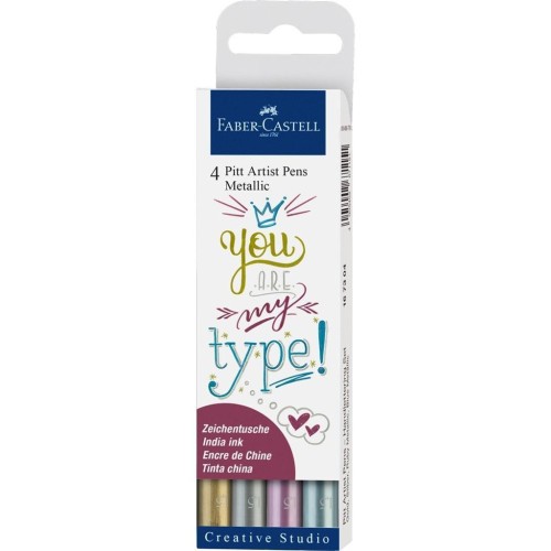 Pisaki Pitt Artist Pen metalic 4szt FABER CASTELL