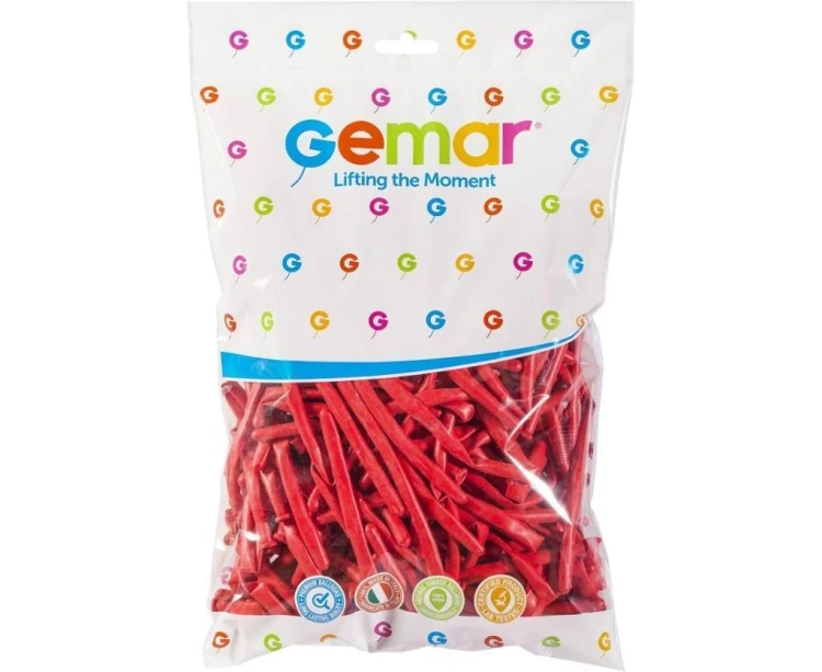 Balony Gemar rurki włoskie czerwone 5cm 100szt