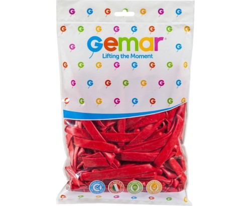 Balony Gemar rurki włoskie czerwone 7,5cm 100szt