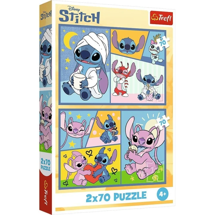 Puzzle 2x70 Ze Stitchem nie ma nudy TREFL, Trefl