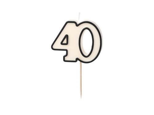 Świeczka urodzinowa liczba 40 biało-czarny 5,5cm