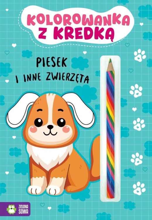 Kolorowanka z kredką. Piesek i inne zwierzęta