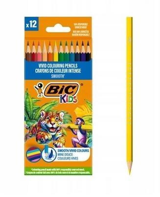 Kredki drewniane Kids Smooth ECO 12szt BIC, BIC