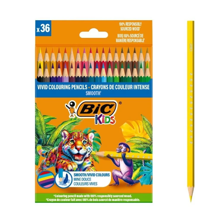 Kredki drewniane Kids Smooth ECO 36szt BIC, BIC