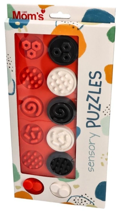 Puzzle sensoryczne kółeczka XL kontrastowe