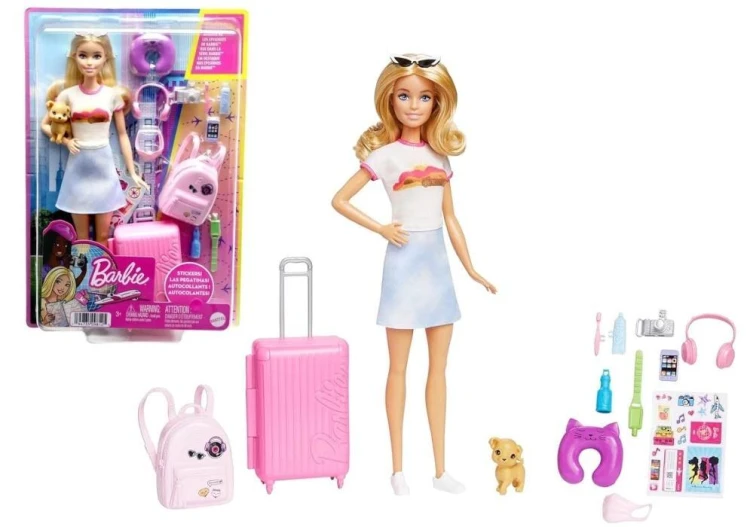 Barbie lalka zestaw w podróży, Mattel