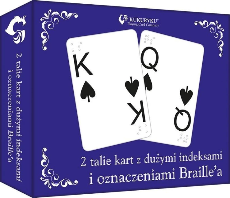 Karty z dużymi indeksami i znakami Braille'a