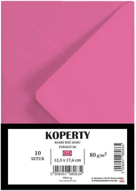 Koperty B6 Barbi róż 10szt, Henry