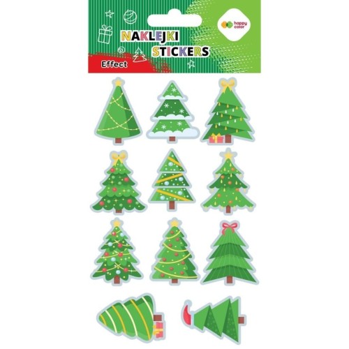 Naklejki Xmas tree 10x20cm HAPPY COLOR