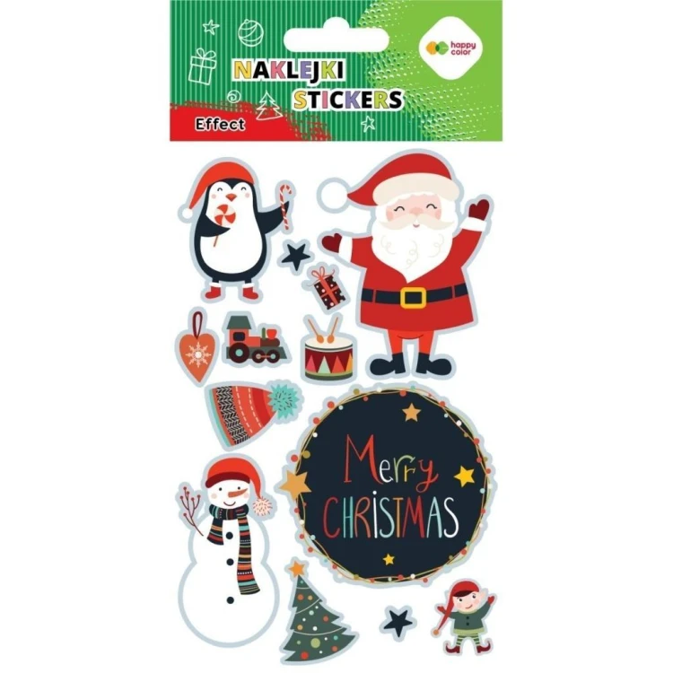Naklejki Merry Xmas 10x20cm HAPPY COLOR