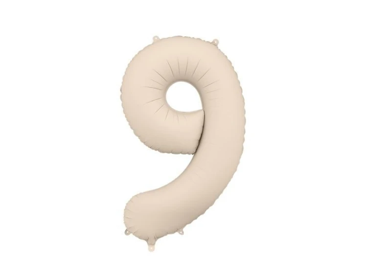 Balon foliowy cyfra 9 86cm jasny beż