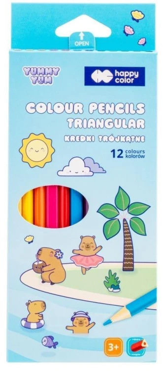 Kredki drewniane trójk. Yummy Yum Kapibara 12 kol.