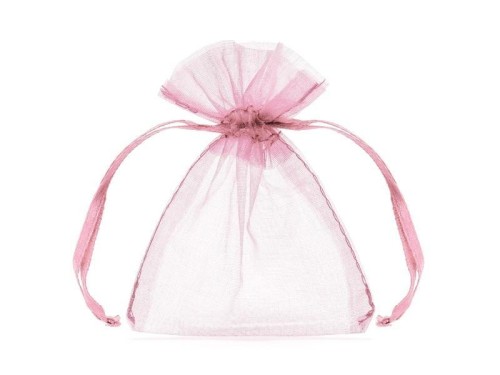 Woreczki z organzy różowy 10cm 10szt, PartyDeco