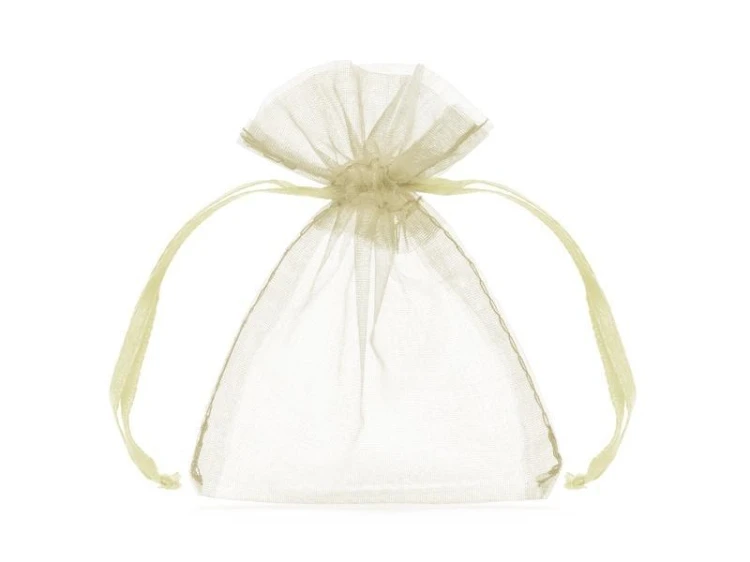 Woreczki z organzy kremowy 10cm 10szt, PartyDeco