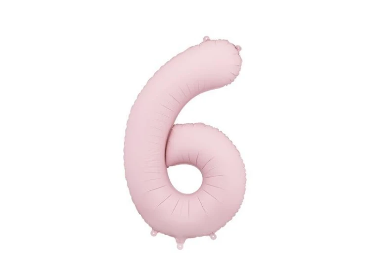 Balon foliowy cyfra 6 86cm jasny różowy