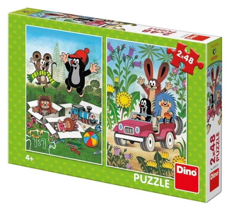 Puzzle 2w1 Krecik i Przyjaciele 2x48el, Dino Toys