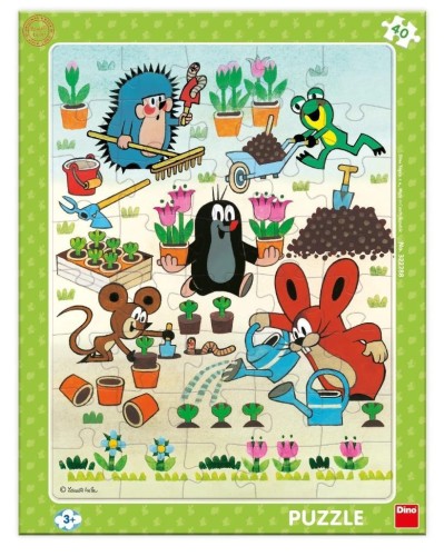 Puzzle 40 ramkowe Krecik w ogródku, Dino Toys