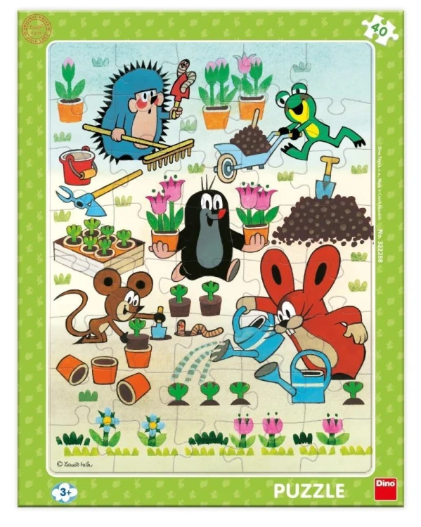 Puzzle 40 ramkowe Krecik w ogródku, Dino Toys
