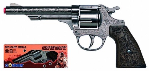 Metalowy rewolwer kowbojski 8 naboi, Gonher