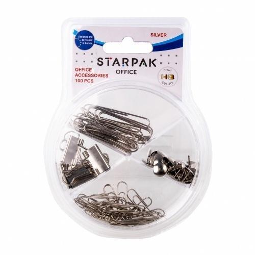 Akcesoria biurowe silver 100szt, STARPAK