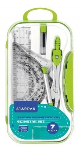 Zestaw szkolny geometryczny 7el zielony, STARPAK