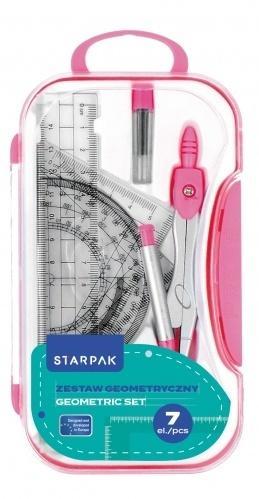 Zestaw szkolny geometryczny 7el różowy, STARPAK