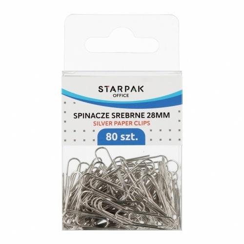 Spinacz metalowy srebrny 80szt, STARPAK