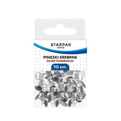 Pinezki metalowe srebrne 50szt, STARPAK