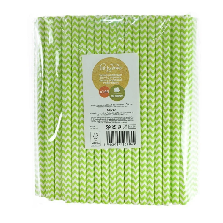 Słomki papierowe shake 8mm limonkowe 144szt