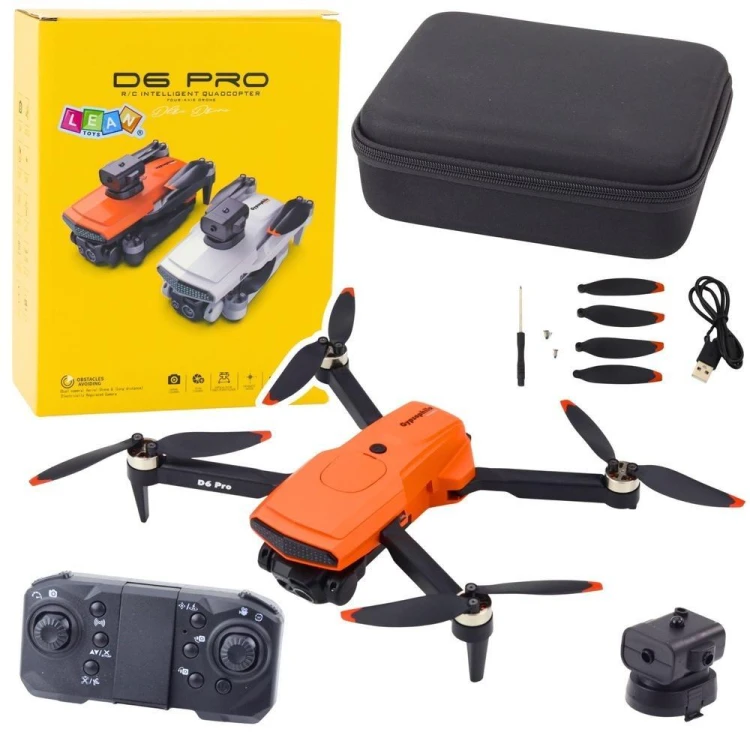 Dron D6 PRO podwójna Kamera HD LED pomarańczowy